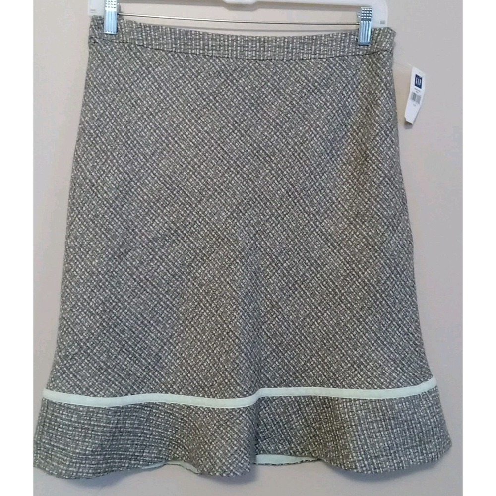 Gap WomenTweed Textured Sage Woven Lined Side Zip Skirt Size 12